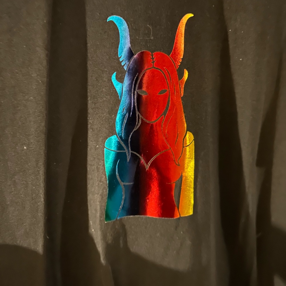 RAINBOW 🌈 holographic Demon/Angel Woman Tee